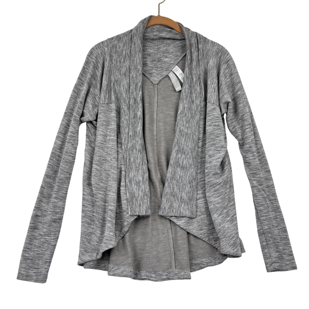 Athleta Pranayama Cardigan Women S Grey Heather Open Front Ribbed High Low